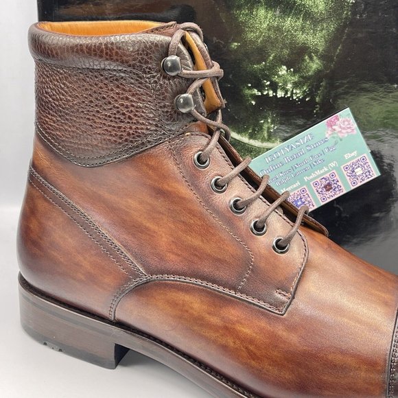 MAGNANNI PEYTON II 'MADE IN SPAIN' CALFSKIN LEATHER CAP TOE BOOT (SIZE 10.5) - Picture 3 of 11